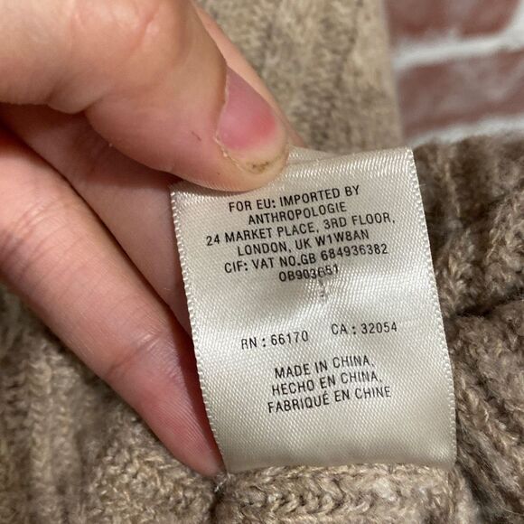 A1 Anthropologie Tan Brown Soft Cowl Neck Sweater Dress Medium GUC - Picture 7 of 7